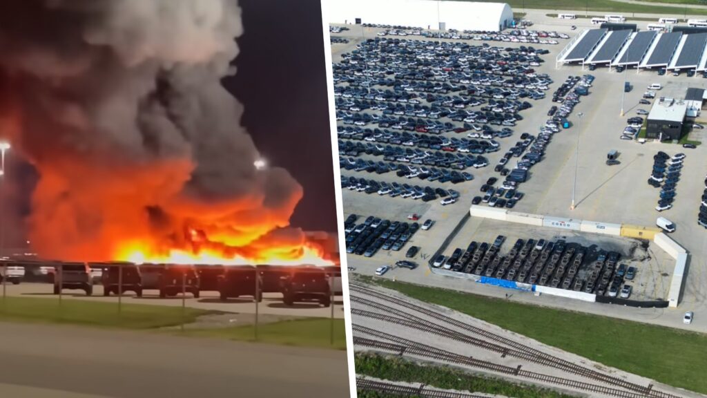 Brand vuur vlammen EV elektrische auto Rivian fabriek